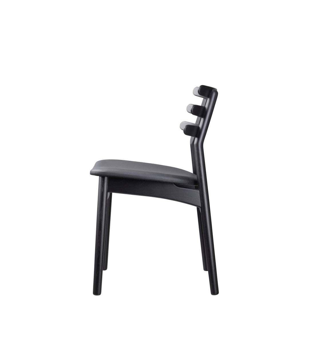 J48 - Chair - Oak - Jet Black - Black leather