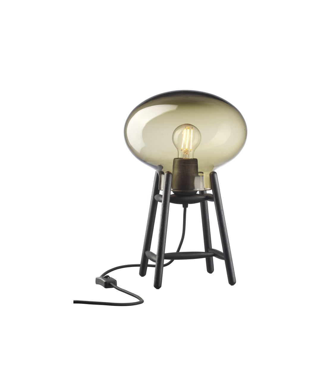 U4 Hiti - Table lamp - Oak - Black - Smoked glass