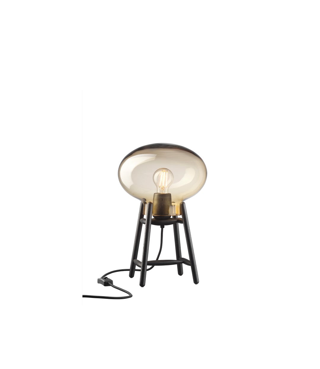 U4 Hiti - Table lamp - Oak - Black - Amber glass