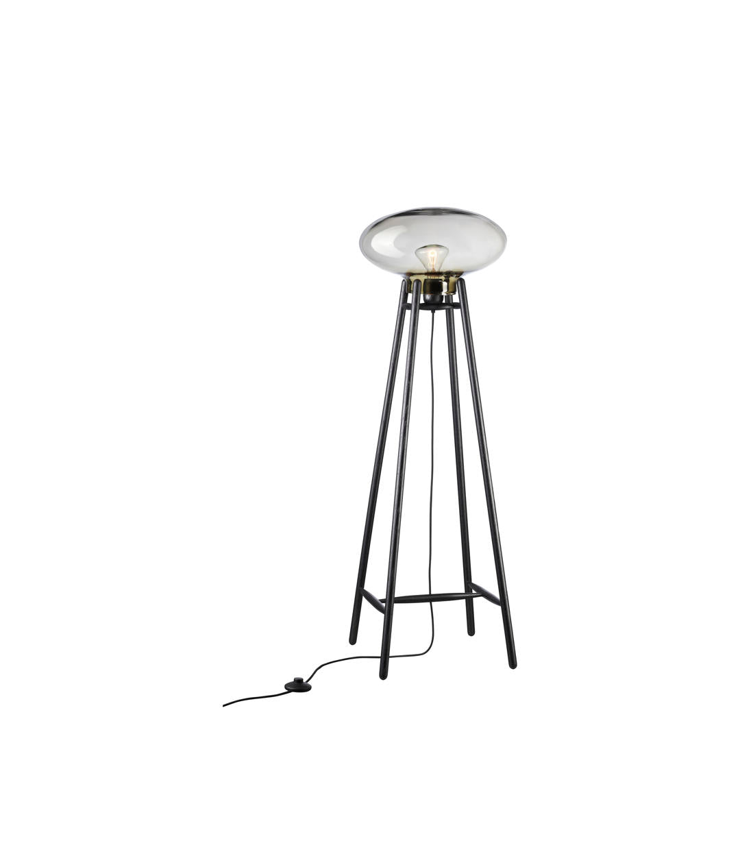 U5 Hiti - Floor lamp - Oak - Black - Smoked glass